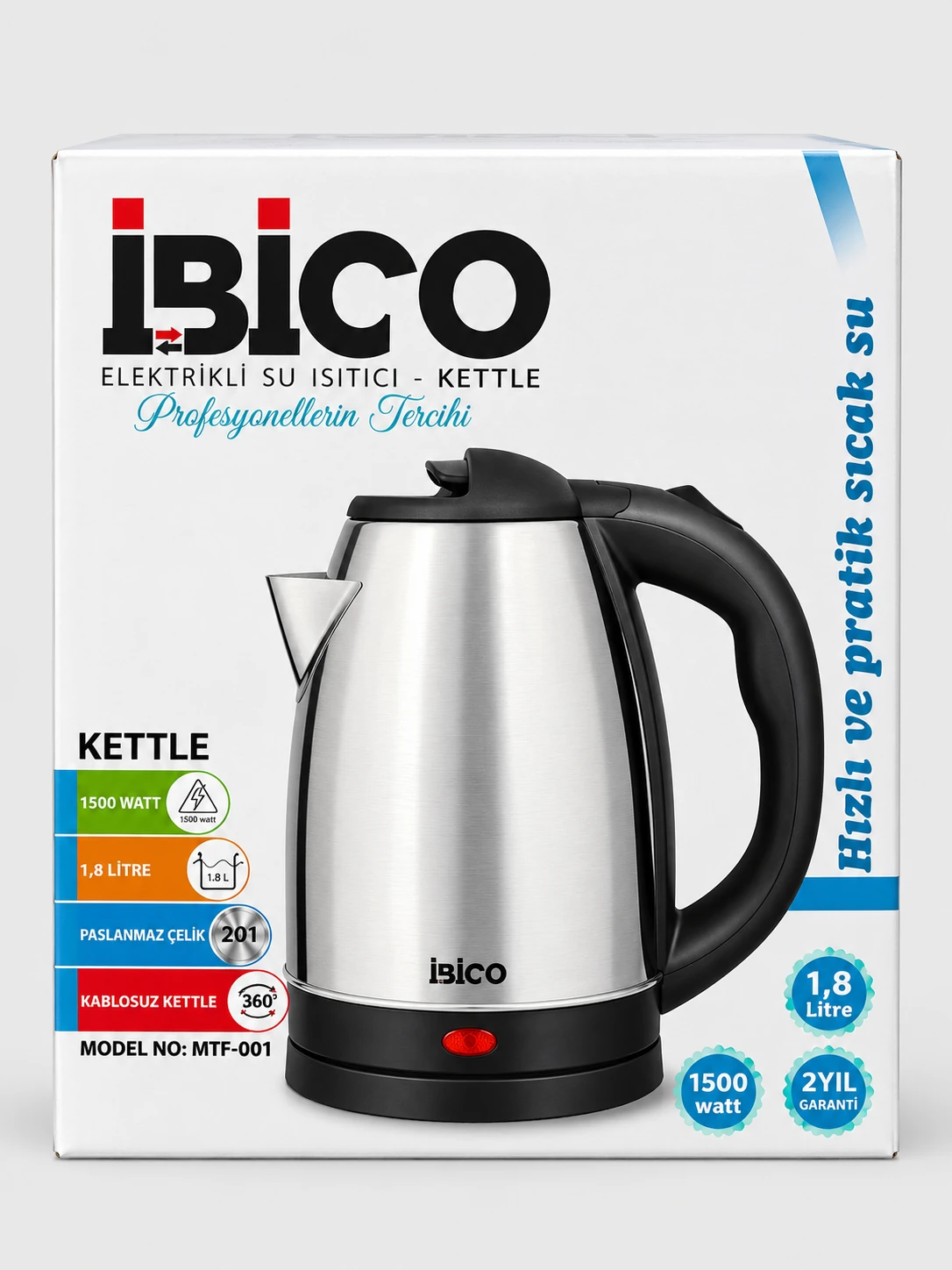 çelik kettle 1500w
